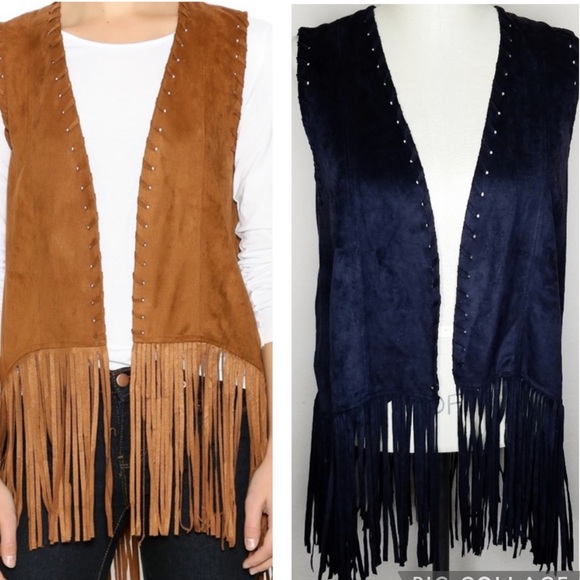 Ya Los Angeles Jackets & Blazers - BLACK Ya Los Angeles Faux Suede Fringe Leather Vest